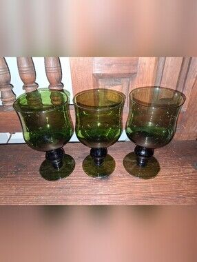 Vintage Olive Green Goblets